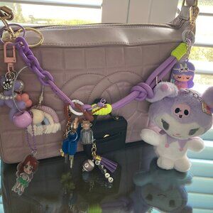 TRENDY Bag Charms Decor Key Chain Swag With Plushy Lavender Purple Parachute